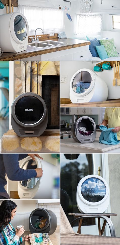 Morus Zero | Ultra-fast countertop tumble dryer for any home by morus — Kickstarter Mini Dryer, Portable Washer And Dryer, Portable Clothes Dryer, Portable Dryer, Portable Washer, Clothes Dryer, Dryer Machine, Folding Clothes, Luxury Homes Interior