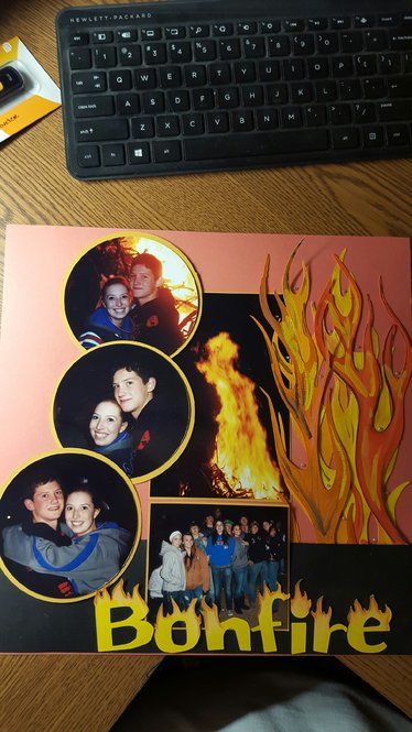 Layout: Bonfire Bonfire Scrapbook Layouts, Campfire Scrapbook Layouts, Summer Scrapbook Layouts, Camping Scrapbook, Travel Scrapbook Pages, Keeping Busy, Scrapping Ideas, Summer Scrapbook, Bonfire Night