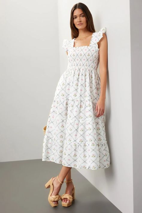 Ellie Nap Dress by Hill House Home | Rent the Runway Rihoas White Dress, Hill House Nap Dress Winter, Hill House Nap Dress Styling, White Summer Cottagecore Floral Dress, Hill House Ellie Nap Dress, Rent Dresses, Home Dress, Favorite Daughter, Rent The Runway