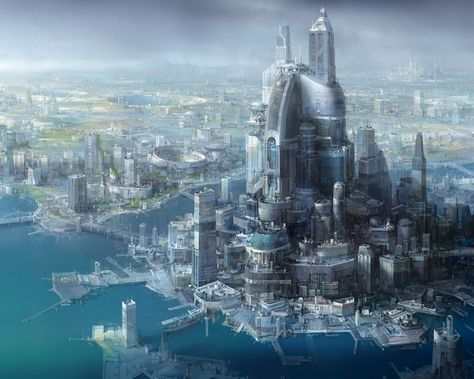 Imgur: The most awesome images on the Internet Novel Game, Sci Fi Wallpaper, Sci Fi Landscape, Sci Fi City, Fantasy City, Fantasy Places, Futuristic City, Future City, Science Fiction Art