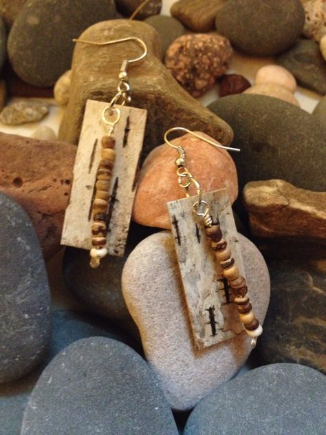 Birch Bark Earrings Diy, Birch Bark Jewelry, Birchbark Earrings, Driftwood Earrings, Birch Earrings, Bark Jewelry, Birch Bark Earrings, Bark Crafts, Birch Jewelry