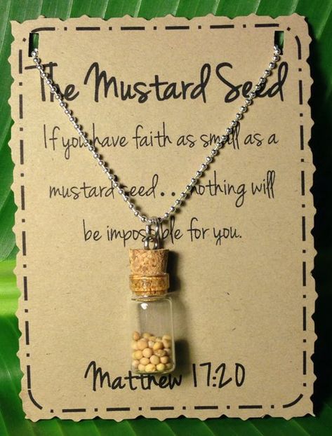 Joululahjat Diy, Faith Crafts, Mustard Seed Necklace, Seed Necklace, Church Gifts, Pioneer School, Sunday School Crafts For Kids, Bible School Crafts, Pioneer Gifts