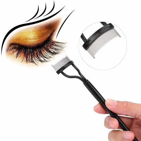 A mascara separator if you're not a fan of the clumpy lashes look. The comb is curved so you can reach every itty bitty lash. 20 Things Under $20 That I Can't Stop Thinking About Clumpy Lashes, Eyelash Separator, Eyelash Comb, Metal Teeth, Mascara Application, Beauty Eyebrow, Eyelash Brush, Brush Makeup, Eyebrow Brush