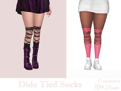 The Sims Resource - Dide Tied Socks Sims 4 Cc Tie Accessory, Sims 4 Alternative Cc Maxis Match, Sims 4 Alternative Cc, Sims 4 Socks, Goth Socks, Ts4 Accessories, Sims4 Clothing, Sims 4 Cc Goth, Royal Accessories