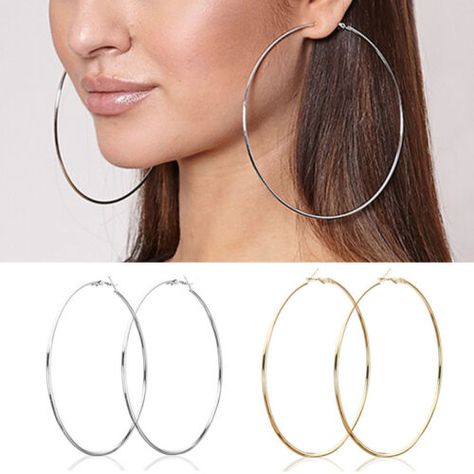 jewelrycent.com Find many great new & used options and get the best deals for 3-10cm Women Statement Jewelry Ladies Gold Silver Big Circle Hoop Earrings Gift at the best online prices at eBay! Free delivery for many products! Hoop Jewelry, Ear Drop, 14k Gold Hoop Earrings, Hoop Earrings Style, Big Hoop Earrings, Gold Statement Earrings, Alloy Earrings, Earring Gold, Statement Earring