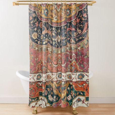 Extra-long decorative fabric shower curtains with 12 button holes. Comes ready to hang. Vivid, full-color printed on front and white on back. Fits most standard size tubs and showers. Moroccan Shower Curtain, Amazon Shower Curtains, Trendy Shower Curtains, Tiny Half Bath, Mexican Bathroom, Airbnb Decor, Smothered Pork, Bathroom Big, Boho Shower Curtain