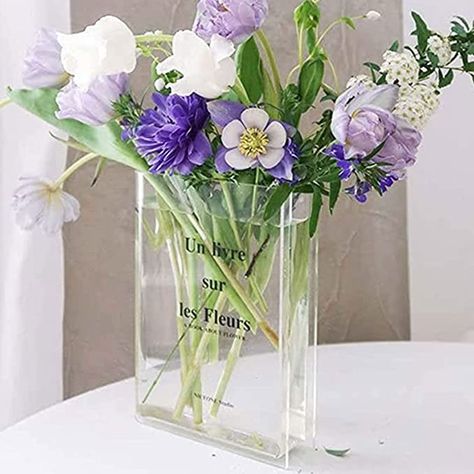 Clear Book Vase, Book Shaped Flower Vase, Acrylic Transparent Book Vase,Cute Vase Bookshelf Decor, Aesthetic Room Decor for Home/Bedroom/Office Cute Bookshelves, Book Vase, Clear Book, Rectangular Vase, Minimalist Book, Vase Transparent, Acrylic Vase, Gift Containers, Clear Vase