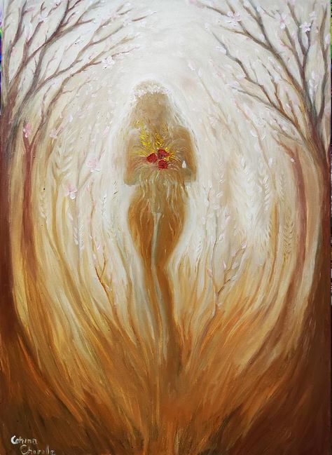 Kore Goddess, The Goddess Of Spring, Virgo Goddess, Persephone Goddess, Goddess Of Spring, Goddess Magick, Aries Art, Irish Mythology, Nature Goddess