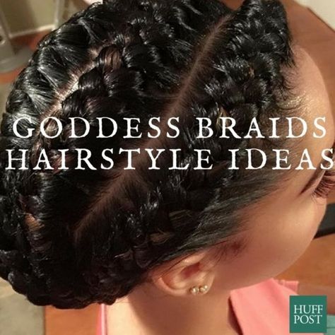 10 Goddess Braid Hairstyles To Show Your Stylist For Inspiration Goddess Braid Updo For Black Women, 5 Goddess Braids Hairstyles, Crown Braid Black Hair, Braids For Receding Hairline Women, Crown Braids For Black Women, Goddess Braid Hairstyles, Goddess Braids Styles, Goddess Braids Updo, Goddess Braid Styles