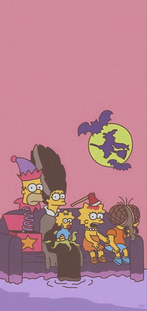 Simpsons Treehouse Of Horror Wallpaper, Vintage Cartoon Halloween Wallpaper, Halloween Cute Iphone Wallpaper, Trick Or Treat Disney Wallpaper, Iphone Wallpaper Simpsons, The Simpsons Halloween Wallpaper, Simpsons Phone Wallpaper, Spring Wall Paper, Treehouse Of Horror Wallpaper