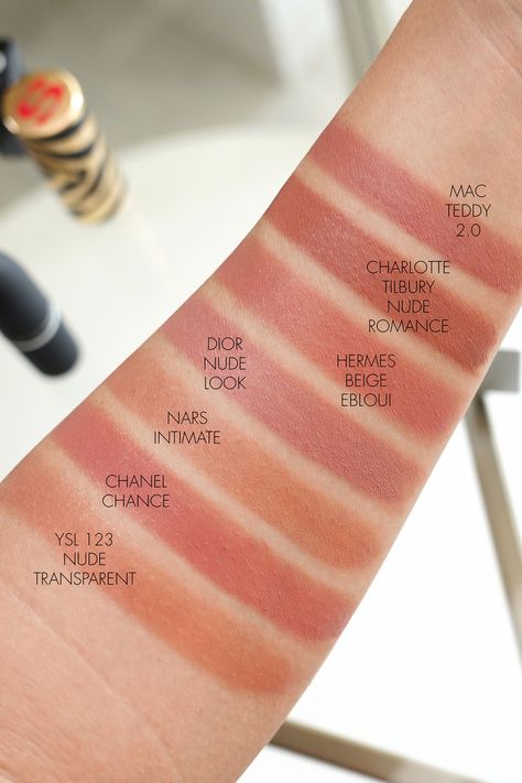 Dior Lipstick Swatches, Warm Tone Lipstick, Charlotte Tilbury Lipstick Swatch, Spring Lip Colors, Olive Skin Lipstick, Beige Skin Tone, Best Lipstick Brand, Spring Neutrals, Beige Lipstick