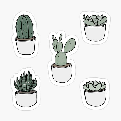 Get my art printed on awesome products. Support me at Redbubble #RBandME: https://www.redbubble.com/i/sticker/minimalist-succulent-sticker-pack-by-blar-417/71598213.EJUG5?asc=u Stickers Ideas Design, Plants Stickers, Awesome Stickers, Stickers Cool, Penanda Buku, Sticker Printable, Preppy Stickers, Homemade Stickers, Cactus Stickers