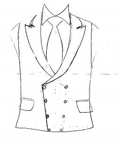 A Tailored Waistcoat Waist Coat Drawing, Waistcoat Drawing, Suit Sketch Drawings, Vest Drawing, Suit Sketch, Wedding Dress Drawings, Drawing The Human Head, Tailored Waistcoat, Fashion Sketches Men