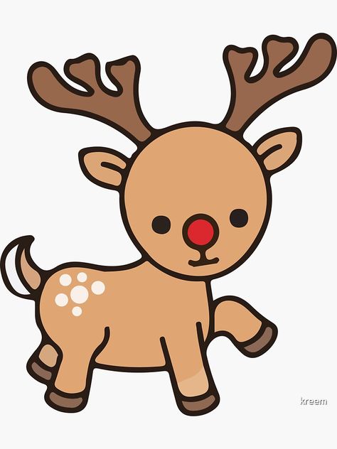 "Cute Reindeer Cartoon" Sticker for Sale by kreem | Redbubble Cute Rudolph Drawing, Reindeer Simple Drawing, Raindeer Drawing Cartoon Face, Christmas Cartoons Drawings, Cute Reindeer Clipart, Reindeer Easy Drawing, Reindeer Drawing Cute, Raindeer Drawing Cartoon, Cut Drawing Ideas