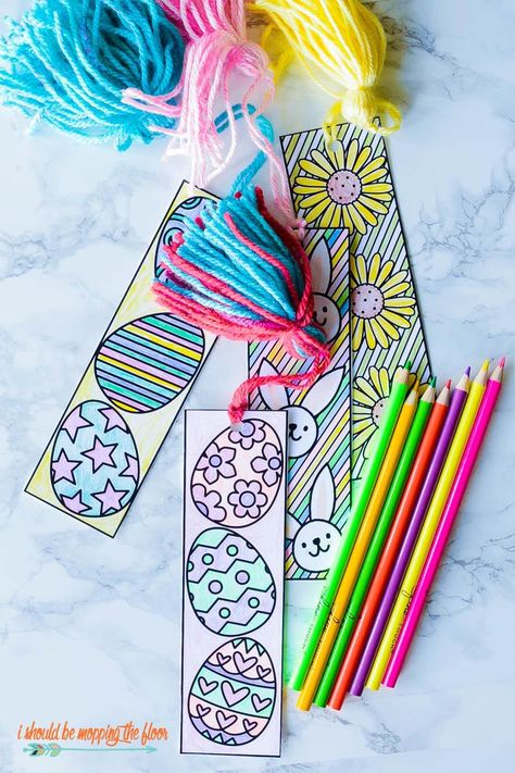 Free Printable Easter Coloring Bookmarks | Instant Download | Four Designs Easter Bookmarks, Coloring Bookmarks Free, Spring Printables Free, Mopping The Floor, Tassels Tutorials, Easter Crafts For Adults, Easter Coloring, Spring Printables, Easter Printables Free