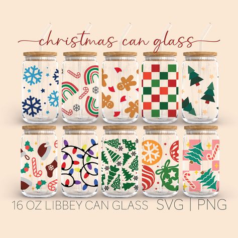 Christmas Libbey Glasses, Christmas Cup Designs, Glass Tumbler Design, Cricut Projects Easy, Snowflake Svg, Cricut Christmas Ideas, Cricut Supplies, Christmas Glasses, 16oz Glass Can