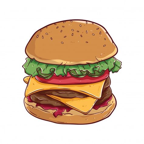 Burger Sketch, Hamburger Drawing, Sketch With Color, Burger Drawing, Burger Icon, Carcase Iphone, Burger Vector, Burger Cartoon, Pizza Drawing