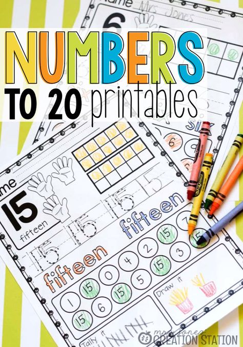 Numbers to 20 Printables - Mrs. Jones Creation Station Numbers To 20, Mrs Jones, Teen Numbers, One Number, Daily 3, Kindergarten Curriculum, Teaching Numbers, Creation Station, Numbers Preschool