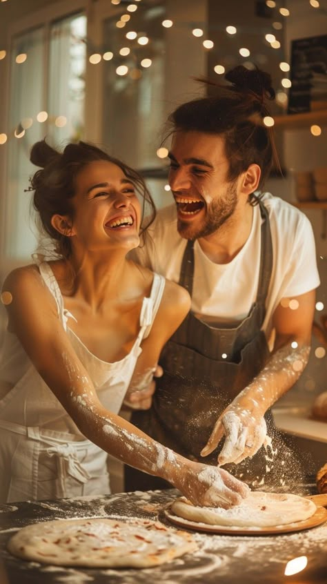 Download 'Joyful Cooking Couple' - A couple shares a joyful moment while having fun and cooking together in a festive kitchen. - Get this free stock photo and more high-quality images on StockCake. No attribution required. Couple Photoshoot In Kitchen, Couples Have Fun, Couples Drinking Coffee, Couple Cooking Photoshoot, Baking Couple Photoshoot, Cooking Date Couple, Cooking Engagement Photos, Couple In Kitchen Cooking, Cooking With Husband