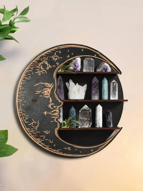 Wooden Shelf Moon Face Display Stand Floating Shelf Wall Decor Wall Shelf Boho Home Decoration Crystal Holder Wall Organizer 21.99 and FREE Shipping Tag a friend who would love this! Active link in BIO #fyp #foryou #shop #fashion #foryoupage #foryourpage Crystal Shelf, Unique Shelves, Crystal Shelves, Crystal Holder, Crystal Display, Moon Face, Floating Wall Shelves, Estantes Flotantes, Wooden Shelf