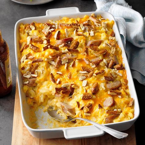 Oktoberfest Casserole, October Fest Side Dishes, Easy Octoberfest Appetizers, Octoberfest Cheese Board, Oktoberfest Sausage, Cheesy Hashbrown Casserole, Oktoberfest Food, Frozen Potatoes, Baked Casserole