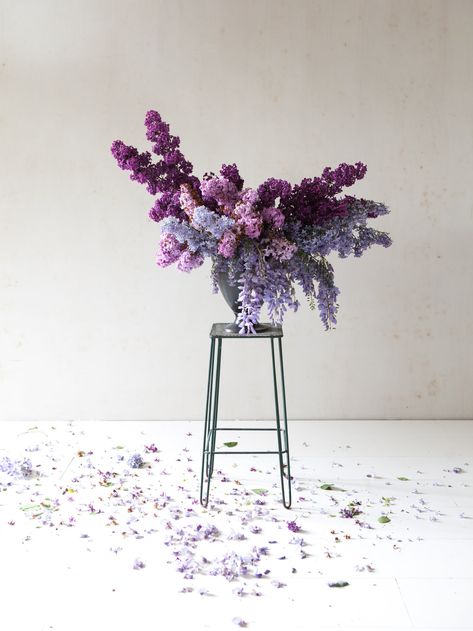 whimsical purple flower cloud — Anne van Midden Purple Arrangements Floral Design, Wisteria Flower Arrangements, Purple Flowers Arrangements, Purple Decor Wedding, Wisteria Bouquet, Purple Floral Arrangements, Purple Wedding Flower, Purple Flowers Wedding, Purple Flower Arrangements