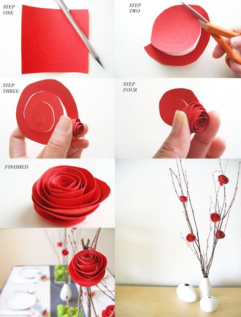 DIY roses Paper Flower Centerpieces Diy, Paper Flower Centerpieces, Diy Flores, Fleurs Diy, Easy Paper Flowers, Craft Images, Diy Roses, How To Make Paper Flowers, Handmade Flowers Paper