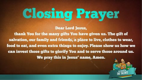 Closing Prayer For School, Prayer For Meeting, Opening Prayer For Meeting, Prayer For School, Prayer Hand, Parable Of The Talents, Closing Prayer, Parables Of Jesus, School Prayer