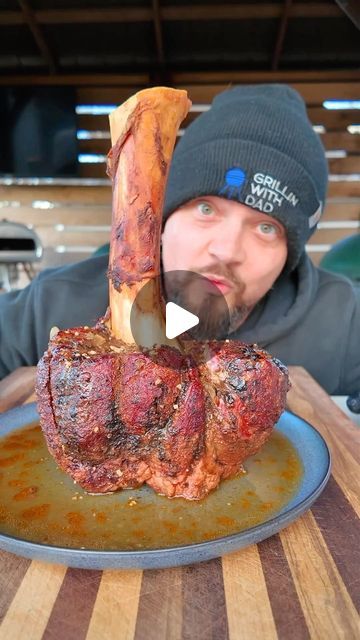 Maciej Zurawski on Instagram: "Finally trying Thor’s hammer, or a beef shank 😂 This was actually super fun to make and turned out so good! I used a little hot sauce for the binder and seasoned with a mix of my AP and Steak seasonings. The shank went on the @biggreenegg set for indirect cooking at 275 degrees for about 3 hours. After that it went into a braise with onions, garlic, Worcestershire, hot sauce, chicken stock and a whole can of @millerlite . Wrap it tightly with foil and back on the grill until fork tender. Took about 3 hours. Remove, let it rest for a good hour, shred, and enjoy! It was super beefy, tender, juicy and delicious. The shank cost $30 so I think it was worth it. You get a LOT of meat for that money. Hardest part about this cook was finding one locally. I pi Thors Hammer Beef Shank, Hot Sauce Chicken, Beef Shank Recipe, Beef Shank, Prime Beef, Sauce Chicken, Thor Hammer, Grilled Beef, Beef Bones