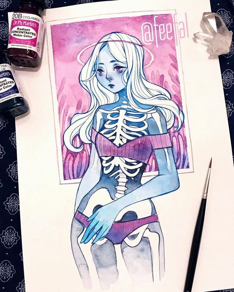 Sad lady with multiple arrow wounds. I too, would be somewhat upset if someone repeatedly shot me :^/ I hope you guys are doing well and… Skeleton Girl, Skeleton Drawings, Skeleton Art, Geek Art, Arte Sketchbook, Cool Art Drawings, A Drawing, Art Drawings Sketches, Art Sketchbook