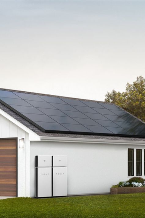 Home with solar panels and Tesla Powerwall installed Tesla Powerwall, Energy Storage, Pros And Cons, Tesla, Solar, Foundation, Benefits, Cabin, Energy