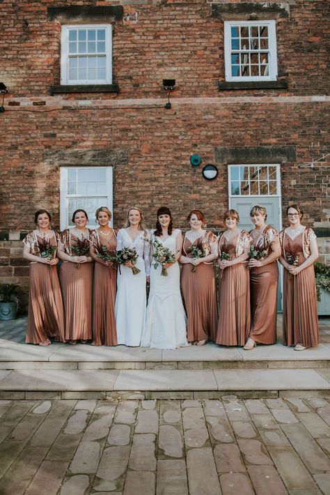 Bronze Bridal Party, Bronze Bridesmaids Dresses, Alternative Bridesmaid Dresses, Bronze Bridesmaid Dresses, Bridesmaid Colours, Bridal Party Colors, Alternative Bridesmaid, Asos Bridesmaid Dress, Cooper Wedding