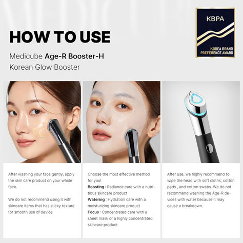 Medicube Age-R Booster H - Korean No.1 Skin Care Device - Facial Glow Booster for Maximizing and Boosting Skin Care Absorption - Needle Free  #affiliatelink Facial Devices, Skin Care Devices, Korean Skin Care, Korean Skin, Skin Pores, Glass Skin, Hailey Bieber, Natural Glow, Korean Skincare