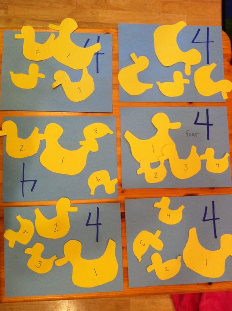 Number 4. Art. Four yellow ducks. Preschool Number 4 Art And Craft For Preschool, Number 4 Preschool Crafts, Number Art For Toddlers, Number 4 Activities For Toddlers, Number 4 Crafts For Toddlers, Number 4 Crafts For Preschoolers, Number 5 Craft, Number 4 Activities, Number 4 Craft