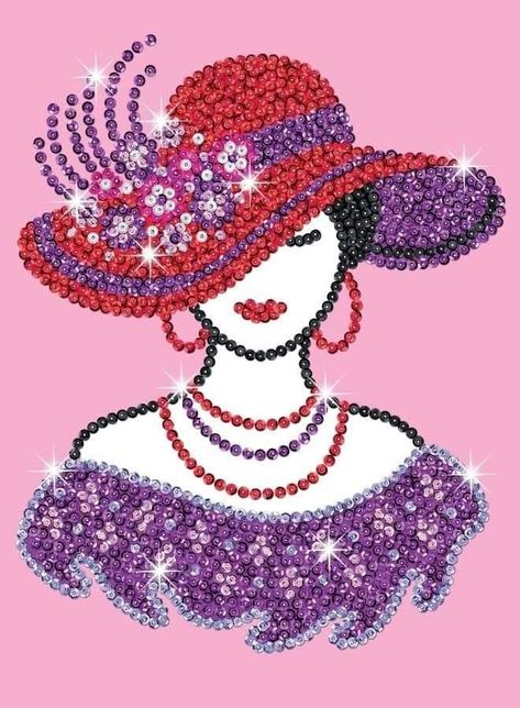 Picture Craft, Sequin Art, Sequin Crafts, Quilled Creations, Girl In Red, Art Deco Lady, Art & Craft Kit, Lady Girl, Dot Art Painting