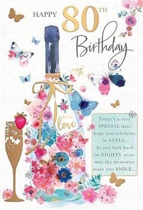 80th Birthday Cards, Happy 80th Birthday, Birthday Words, Sister Birthday Card, Birthday Card Design, Card And Envelope, Moments In Time, Milestone Birthday, Sister Birthday