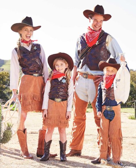 Family Matching Cowboy and Cowgirl Halloween Costumes Family Cowboy Costumes, Cowboy Costume For Men, Cowboy Costume Kids, Cowgirl Costume For Women, Cowgirl Costume Kids, Cowboy Costumes, Matching Family Halloween Costumes, Cowgirl Halloween Costumes, Cowboy Halloween Costume