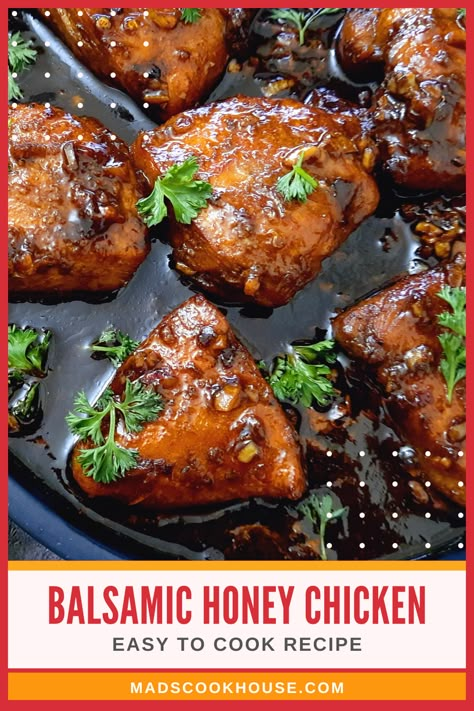 Crockpot Balsamic Chicken, Pineapple Chicken Breast, Balsamic Chicken Crock Pot, Chicken Pieces Recipes, Balsamic Chicken Breast, Chicken Quarter Recipes, Balsamic Chicken Thighs, Glazed Chicken Breast, Honey Balsamic Chicken