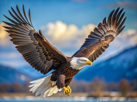 Photo an eagle with a white head and yel... | Premium Photo #Freepik #photo Eagle Photos, Bald Eagle Pictures, Bald Eagle Photo, Bald Eagle Flying, Fly Air, Eagle Flying, Eagle Feather, Photography Assignments, Eagle Pictures