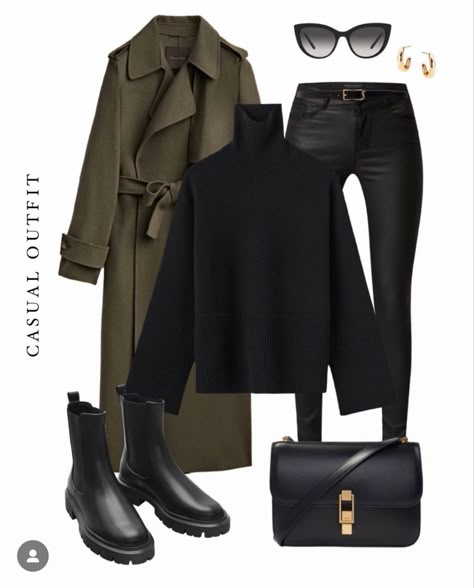 Winter Fashion Outfits Casual, Looks Black, Green Coat, Mode Inspo, 가을 패션, Autumn Outfit, Fall Fashion Outfits, Casual Style Outfits, Mode Inspiration