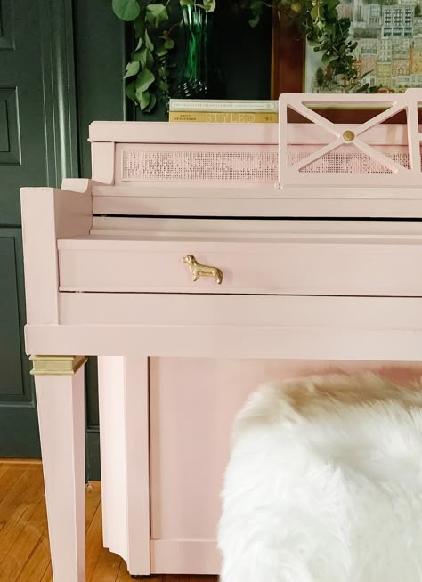 Painting A Piano, Refinish Piano, Pink Painted Furniture, Painted Piano, Pink Piano, Choosing Joy, Painted Pianos, Piano Decor, 1960s Home