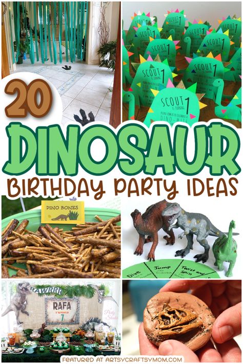 20 Ideas For An Amazing Dinosaur Themed Party for kids – Take a look at the coolest ideas for decorations, printables, games, party foods, cakes and more. Is your child’s birthday around the corner and you’re confused what theme to follow this year? How about throwing a prehistoric birthday bash for the little paleontologist in hands? Dinosaur Dessert Table For Kids, Dinosaur Birthday Party Crafts, Dino Party Favors Goody Bags, Backyard Dinosaur Birthday Party, Dino Ranchers Birthday Party, Lego Dinosaur Party, Dino Snacks For Party, Adopt A Dinosaur Party Favor, Dinosaur Goody Bag Ideas