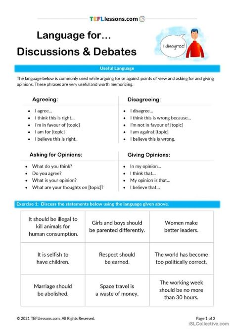 Agreeing and Disagreeing general spe…: English ESL worksheets pdf & doc Agreeing And Disagreeing, Language Functions, Speaking Practice, Vocabulary Worksheets, Esl Worksheets, My Opinions, Point Of View, Learn English, Vocabulary