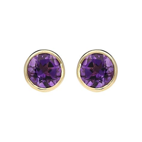 9ct Yellow Gold Amethyst Round Cut 4mm Stud Earrings #cwsellorspreciousgemstones #earrings #jewellery #studs #yellowgold #gold #amethyst #purle #gems #luxury #design #style #fashion Amethyst Jewellery, Yellow Gold Earrings, Amethyst Jewelry, Amethyst Earrings, Yellow Gold Earring, Purple Hues, Amethyst Gemstone, Amethyst Ring, Deep Purple