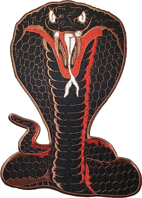 Cobra Snake, Old School Tattoo Designs, School Tattoo, Jacket Vest, Old School Tattoo, Iron On Patch, Black Iron, Crafts Sewing, Sew On