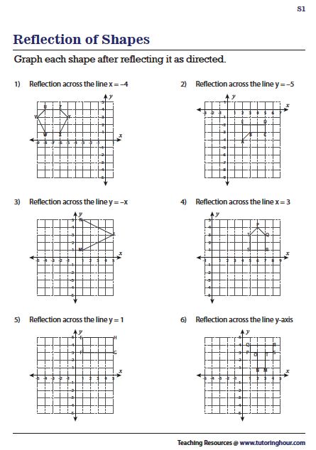 Reflection of Shapes Rotation Translation Reflection, Reflection And Refraction Experiments, Reflection Math, Reflective Symmetry, Reflection Worksheet, Graph Worksheet, Reflection Drawing, Symmetry Worksheets, Math Fact Worksheets