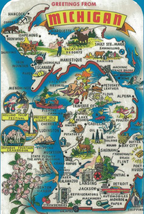 https://flic.kr/p/c148NW | Vintage Michigan History Heritage Travel Map Of Michigan, Michigan Girl, Michigan Road Trip, Vintage Michigan, Michigan Travel, State Of Michigan, Upper Peninsula, Northern Michigan, Pure Michigan