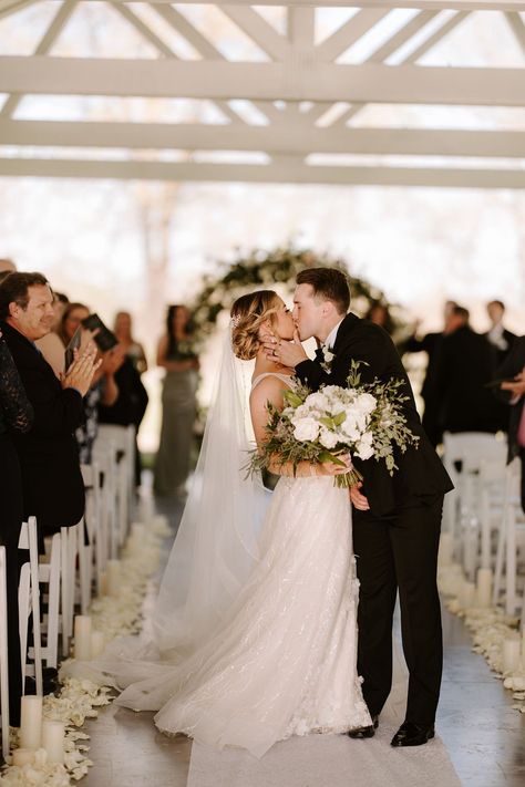 Grooms First Look At Bride Aisle, Bride And Groom Aisle Photo, Wedding Photography Walking Down Aisle, End Of The Aisle Kiss, Wedding Mid Aisle Kiss, Kiss Down The Aisle, First Look Down The Aisle, Wedding Aisle Kiss Photo, Bride And Groom Walking Down Aisle