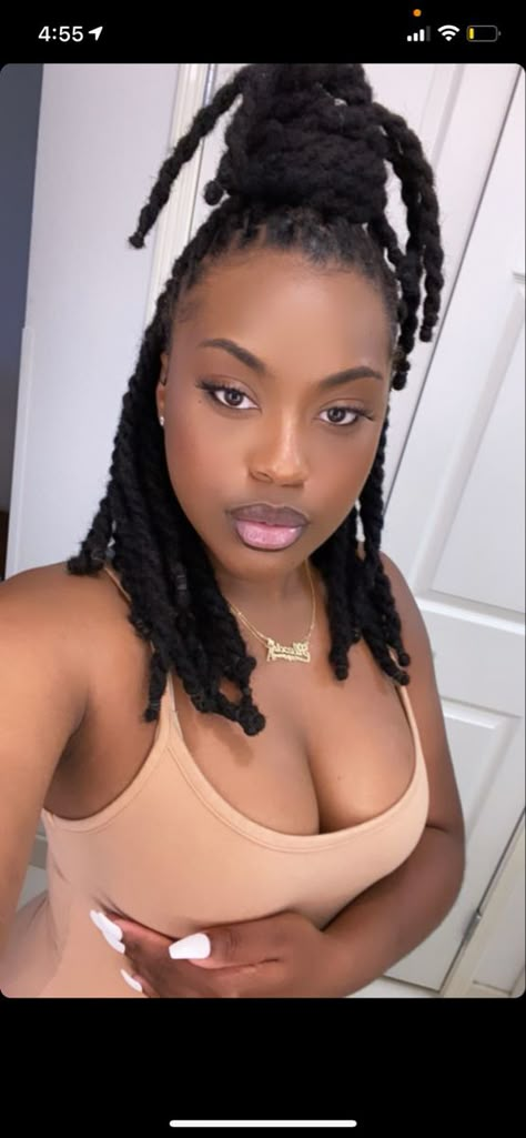 Wool Locs Hairstyles, Double Strand Twist Hairstyles Locs, Loc Hairstyles For Vacation, Jet Black Locs On Black Women, Loc Styles For Vacation, Fake Dreads Black Women, Long Dreadlocks Hairstyles Black Women, Long Loc Hairstyles For Women, Vacation Loc Styles