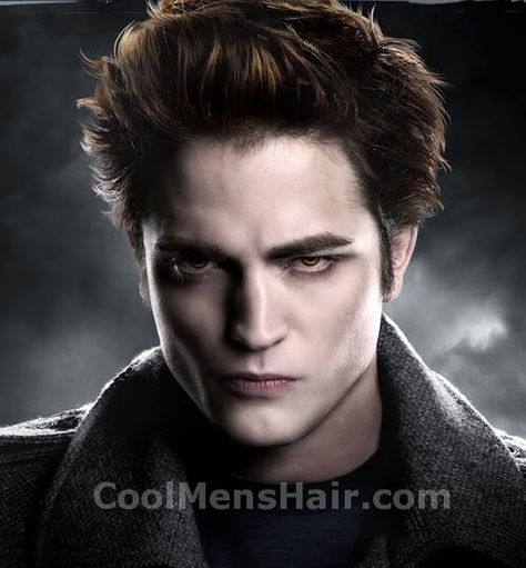 Photo of Edward Cullen vampire hairstyle. Vampire Hairstyles, Twilight Quiz, Vampire Hair, Edward Cullen Robert Pattinson, Hairstyles Male, Twilight Saga Breaking Dawn, Twilight Cast, Twilight Edward, Simon Pegg